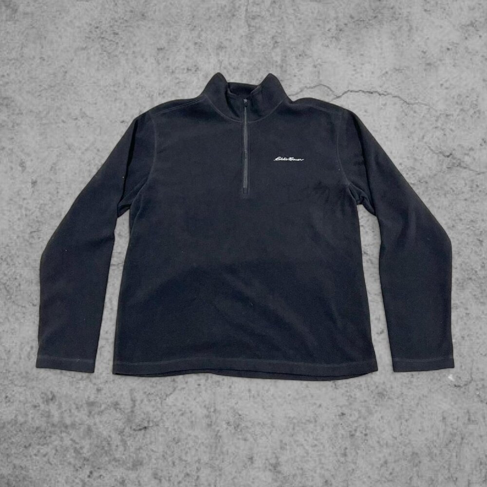 Eddie Bauer Men's 1/4 Zip Fleece Pullover, Black, Size M